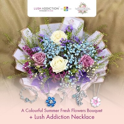 A Colourful Summer Fresh Flowers Bouquet + Lush Addiction Necklace (By: The Bunga Manies from Bintulu)