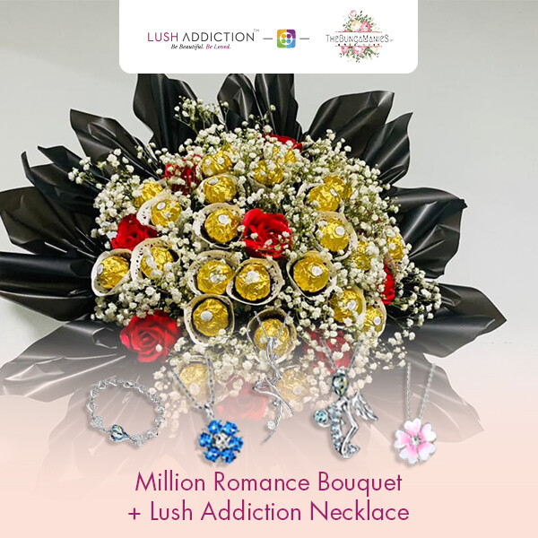 Million Romance Bouquet + Lush Addiction Necklace (By: The Bunga Manies from Bintulu)