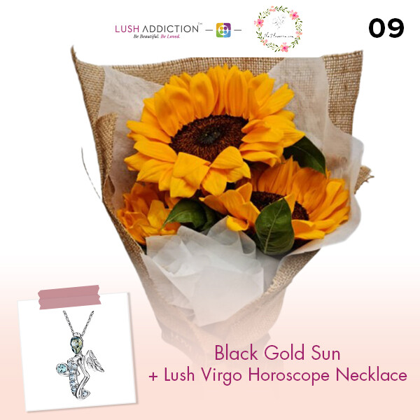 Black Gold Sun + Lush Addiction Necklace (By: Flower 4 U from Petaling Jaya)