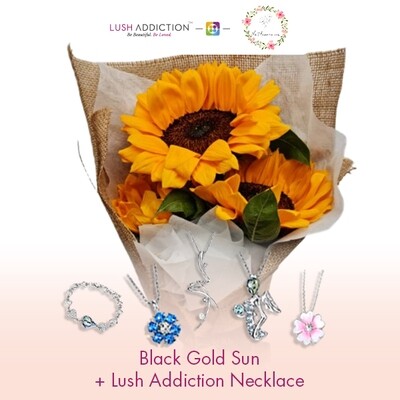 Black Gold Sun + Lush Addiction Necklace (By: Flower 4 U from Petaling Jaya)