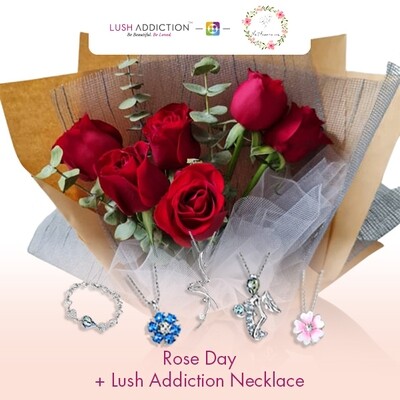 Rose Day + Lush Addiction Necklace (By: Flower 4 U from Petaling Jaya)
