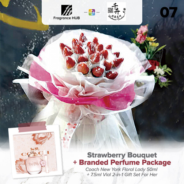 Strawberry Bouquet + Fragrance Hub Branded Perfume (By: Brilliant Creative Florist from Sibu)