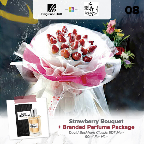 Strawberry Bouquet + Fragrance Hub Branded Perfume (By: Brilliant Creative Florist from Sibu)