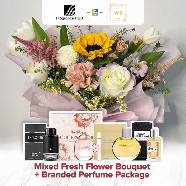 Mixed Fresh Flower Bouquet + Fragrance Hub Branded Perfume (By: Wan Soon Florist from Miri)