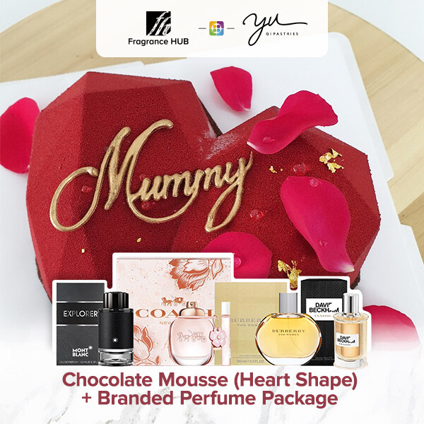 Chocolate Mousse (Heart Shape) + Fragrance Hub Branded Perfume (By: Yu.Qi Pastries from KL)