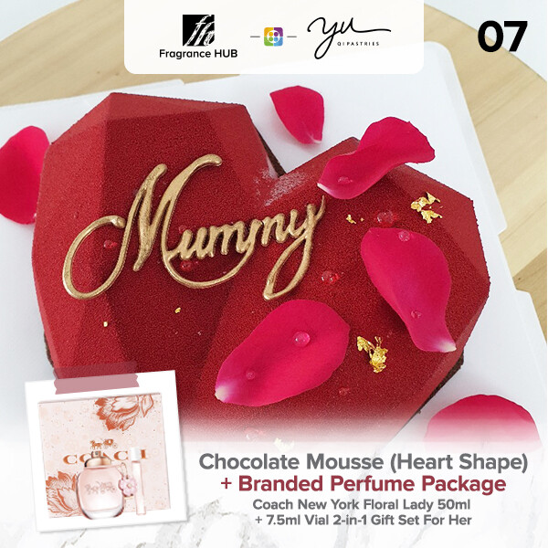Chocolate Mousse (Heart Shape) + Fragrance Hub Branded Perfume (By: Yu.Qi Pastries from KL)