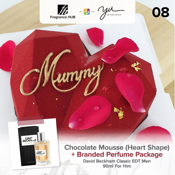 Chocolate Mousse (Heart Shape) + Fragrance Hub Branded Perfume (By: Yu.Qi Pastries from KL)