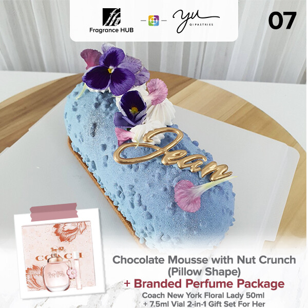 Chocolate Mousse with Nut Crunch (Pillow Shape) + Fragrance Hub Branded Perfume (By: Yu.Qi Pastries from KL)