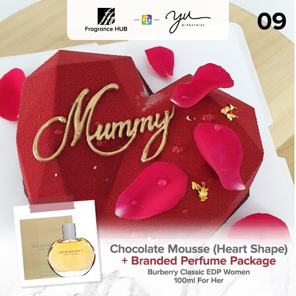 Chocolate Mousse (Heart Shape) + Fragrance Hub Branded Perfume (By: Yu.Qi Pastries from KL)