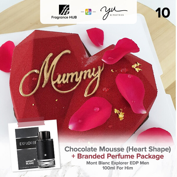 Chocolate Mousse (Heart Shape) + Fragrance Hub Branded Perfume (By: Yu.Qi Pastries from KL)
