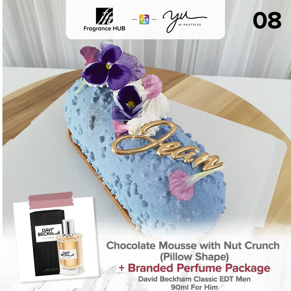 Chocolate Mousse with Nut Crunch (Pillow Shape) + Fragrance Hub Branded Perfume (By: Yu.Qi Pastries from KL)