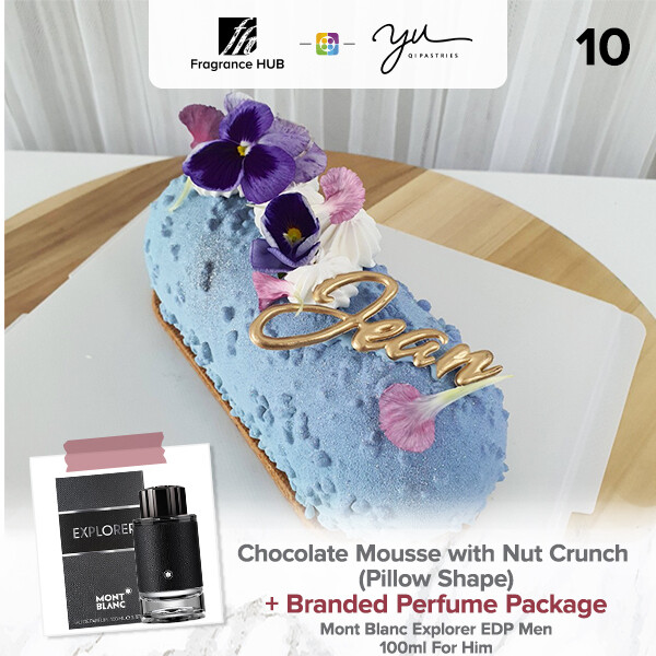 Chocolate Mousse with Nut Crunch (Pillow Shape) + Fragrance Hub Branded Perfume (By: Yu.Qi Pastries from KL)