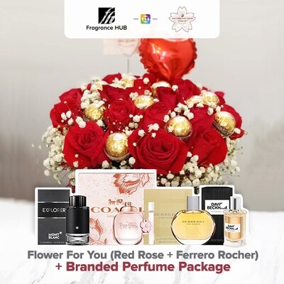 Flower For You (Red Rose + Ferrero Rocher) + Fragrance Hub Branded Perfume (By: Star Florist from Puchong)