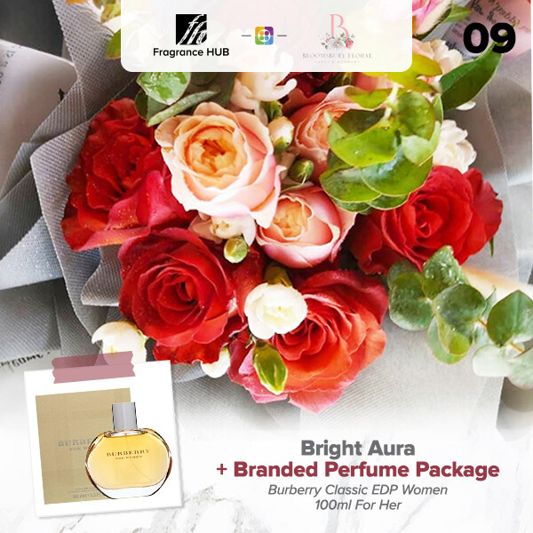 Bright Aura Flower Bouquet + Fragrance Hub Branded Perfume (By: Bloomsbury from Puchong)