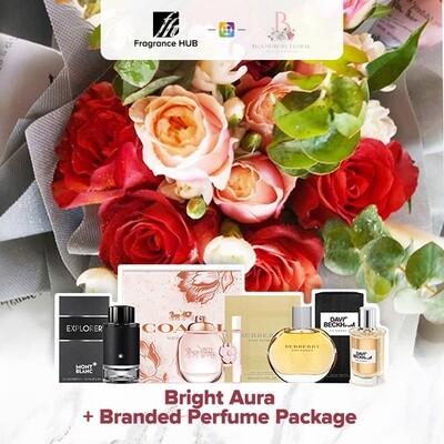 Bright Aura Flower Bouquet + Fragrance Hub Branded Perfume (By: Bloomsbury from Puchong)