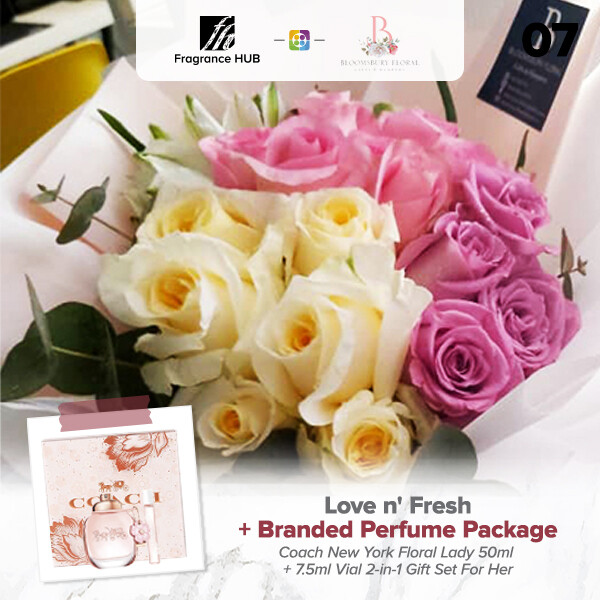 Love n’ Fresh Flower Bouquet + Fragrance Hub Branded Perfume (By: Bloomsbury from Puchong)