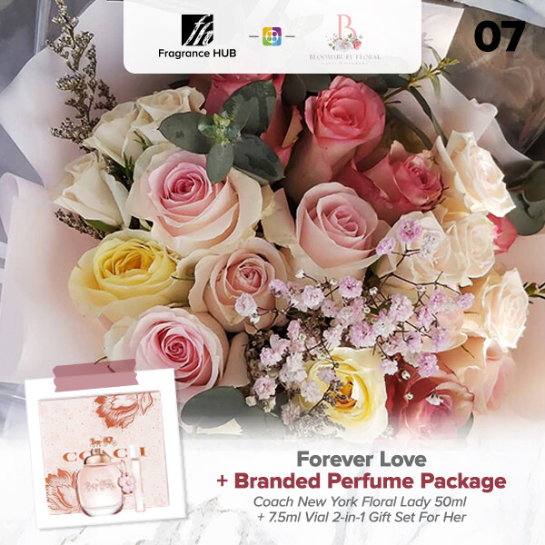 Forever Love Flower Bouquet + Fragrance Hub Branded Perfume (By: Bloomsbury from Puchong)