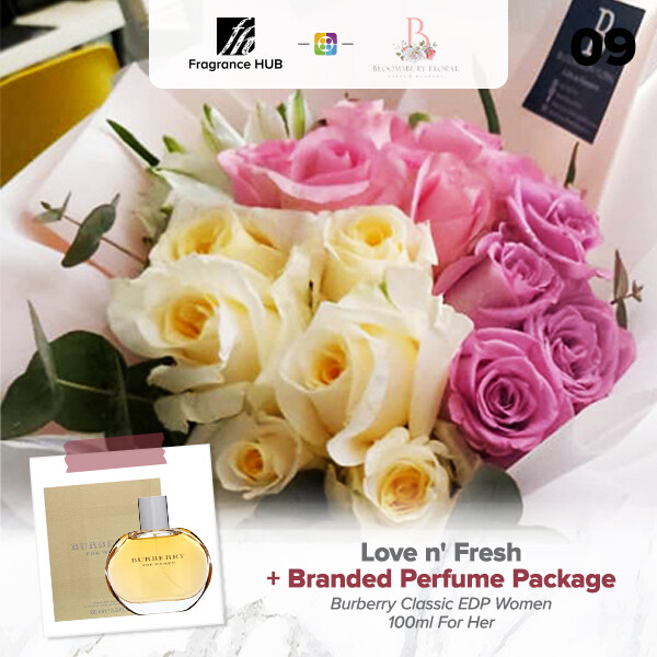 Love n’ Fresh Flower Bouquet + Fragrance Hub Branded Perfume (By: Bloomsbury from Puchong)