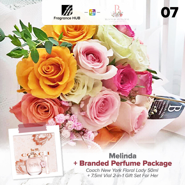 Melinda Flower Bouquet + Fragrance Hub Branded Perfume (By: Bloomsbury from Puchong)