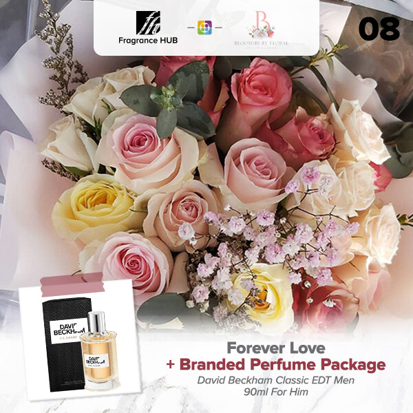Forever Love Flower Bouquet + Fragrance Hub Branded Perfume (By: Bloomsbury from Puchong)