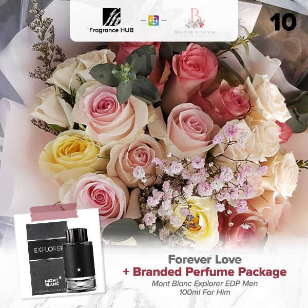 Forever Love Flower Bouquet + Fragrance Hub Branded Perfume (By: Bloomsbury from Puchong)