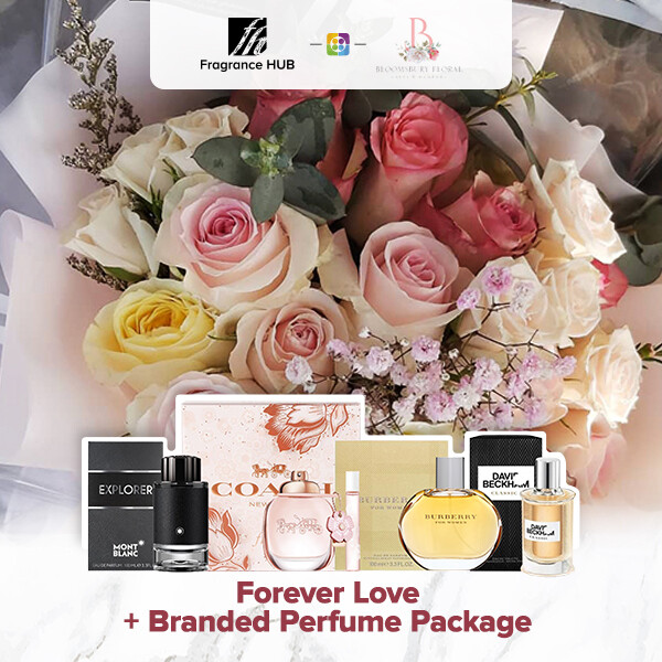 Forever Love Flower Bouquet + Fragrance Hub Branded Perfume (By: Bloomsbury from Puchong)