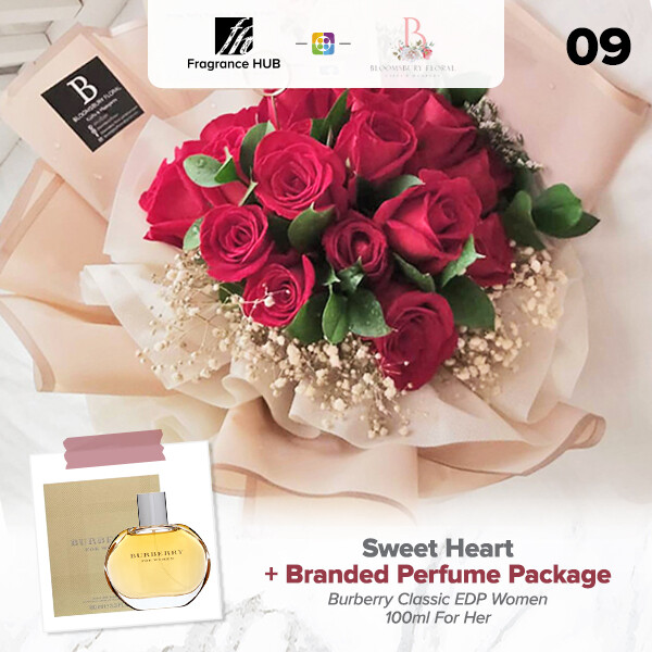 Sweet Heart Flower Bouquet + Fragrance Hub Branded Perfume (By: Bloomsbury from Puchong)