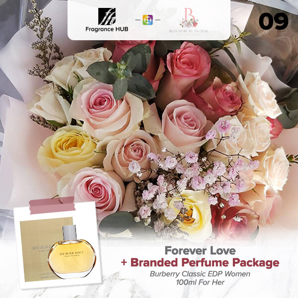Forever Love Flower Bouquet + Fragrance Hub Branded Perfume (By: Bloomsbury from Puchong)