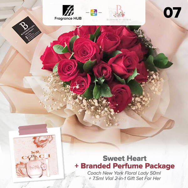 Sweet Heart Flower Bouquet + Fragrance Hub Branded Perfume (By: Bloomsbury from Puchong)