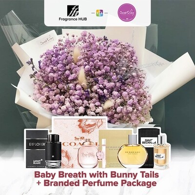 Baby Breath with Bunny Tails (S Size)  + Fragrance Hub Branded Perfume (By: Sweet Diary from Puchong)