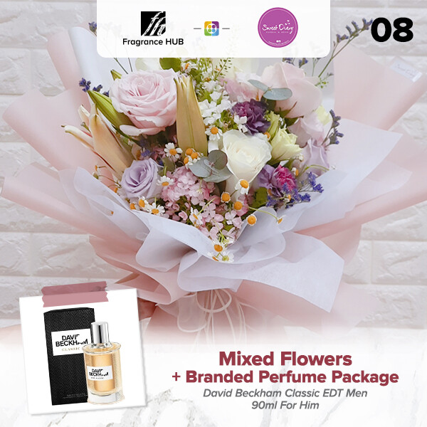 Mixed Flowers Bouquet (Pastel)  + Fragrance Hub Branded Perfume (By: Sweet Diary from Puchong)