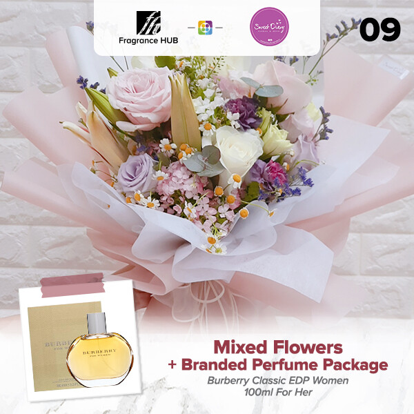 Mixed Flowers Bouquet (Pastel)  + Fragrance Hub Branded Perfume (By: Sweet Diary from Puchong)
