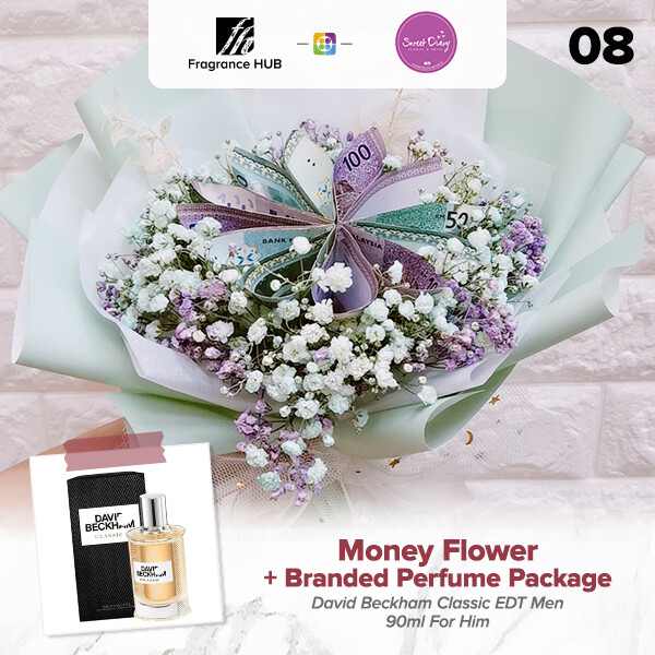 Money Flower and Baby Breath + Fragrance Hub Branded Perfume (By: Sweet Diary from Puchong)