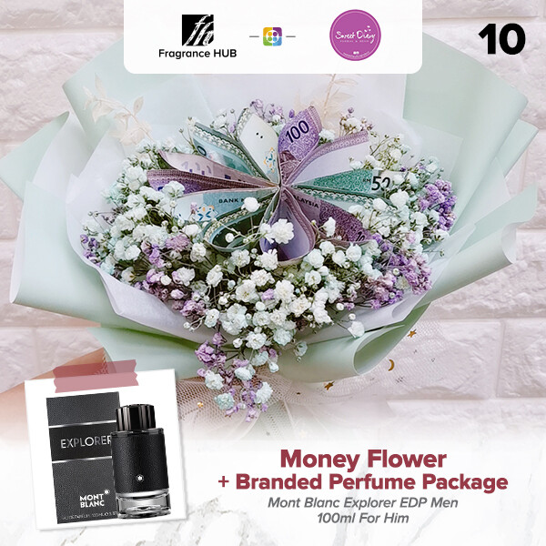 Money Flower and Baby Breath + Fragrance Hub Branded Perfume (By: Sweet Diary from Puchong)