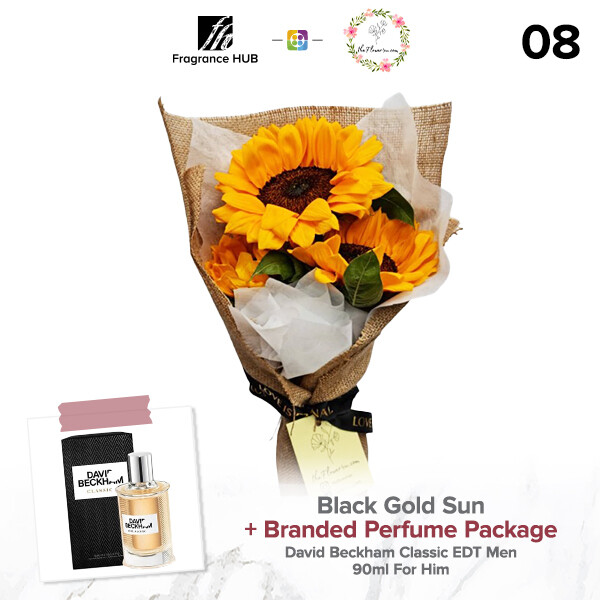 Black Gold Sun Bouquet + Fragrance Hub Branded Perfume (By: Flower 4 U from Petaling Jaya)