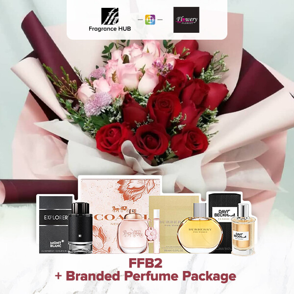 FFB2 Bouquet + Fragrance Hub Branded Perfume (By: Flowery Florist from Seri Kembangan)