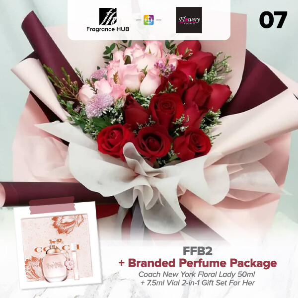 FFB2 Bouquet + Fragrance Hub Branded Perfume (By: Flowery Florist from Seri Kembangan)
