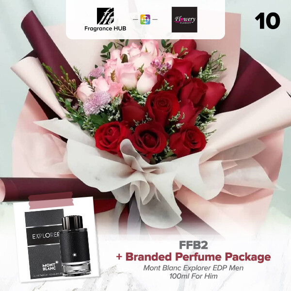 FFB2 Bouquet + Fragrance Hub Branded Perfume (By: Flowery Florist from Seri Kembangan)