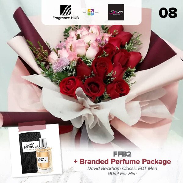 FFB2 Bouquet + Fragrance Hub Branded Perfume (By: Flowery Florist from Seri Kembangan)