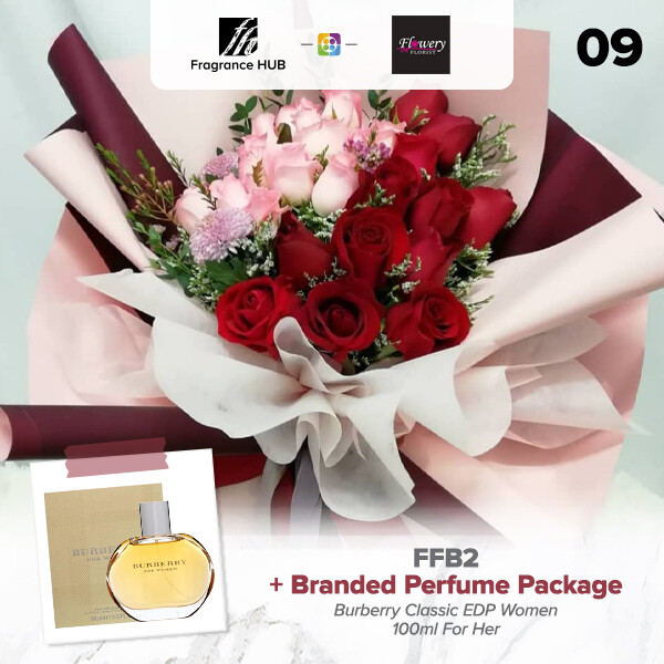 FFB2 Bouquet + Fragrance Hub Branded Perfume (By: Flowery Florist from Seri Kembangan)
