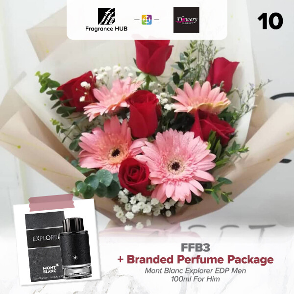 FFB3 Bouquet + Fragrance Hub Branded Perfume (By: Flowery Florist from Seri Kembangan)