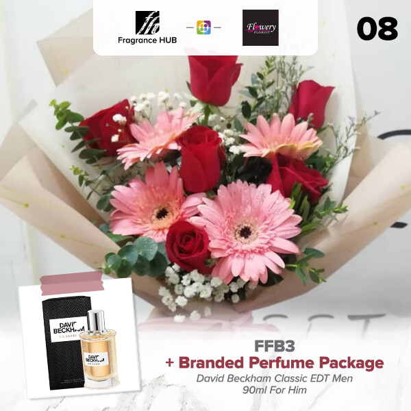 FFB3 Bouquet + Fragrance Hub Branded Perfume (By: Flowery Florist from Seri Kembangan)