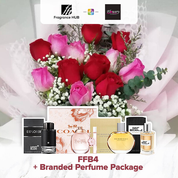 FFB4 Bouquet + Fragrance Hub Branded Perfume (By: Flowery Florist from Seri Kembangan)