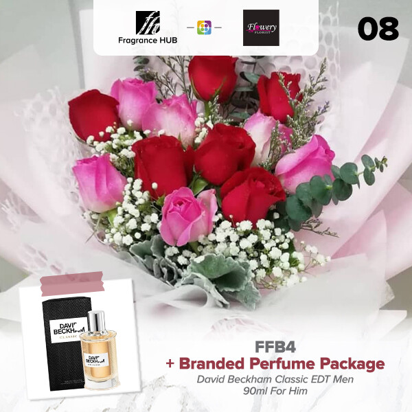 FFB4 Bouquet + Fragrance Hub Branded Perfume (By: Flowery Florist from Seri Kembangan)