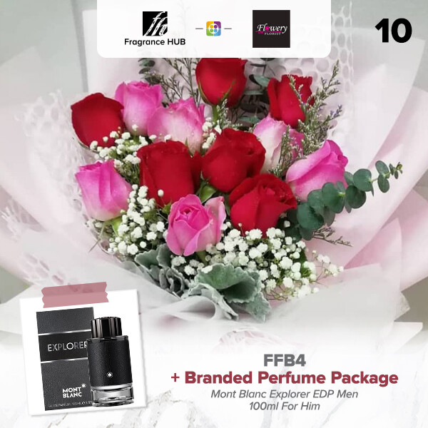 FFB4 Bouquet + Fragrance Hub Branded Perfume (By: Flowery Florist from Seri Kembangan)