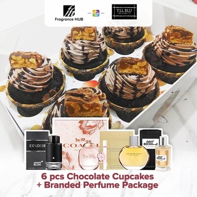 6pcs Chocolate Cupcakes + Fragrance Hub Branded Perfume (By: YII Blu Cakes &amp; Bakes from Kuala Lumpur)