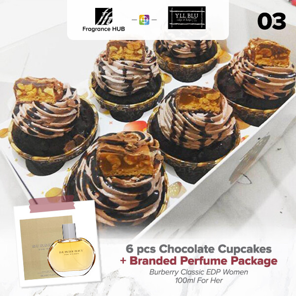 6pcs Chocolate Cupcakes + Fragrance Hub Branded Perfume (By: YII Blu Cakes &amp; Bakes from Kuala Lumpur)