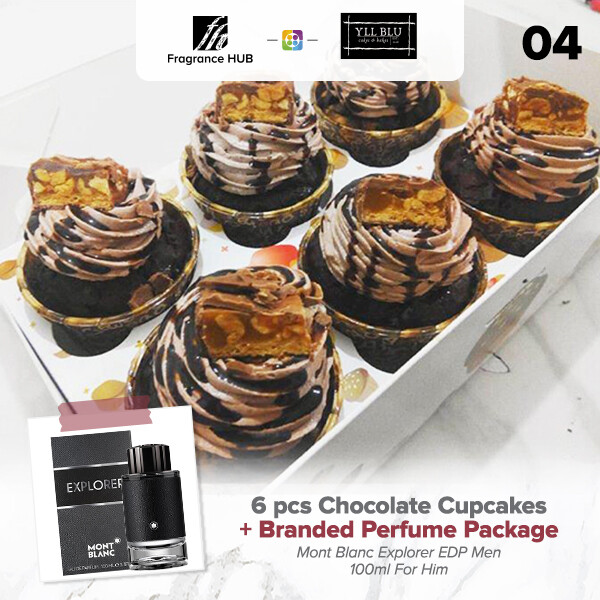 6pcs Chocolate Cupcakes + Fragrance Hub Branded Perfume (By: YII Blu Cakes &amp; Bakes from Kuala Lumpur)