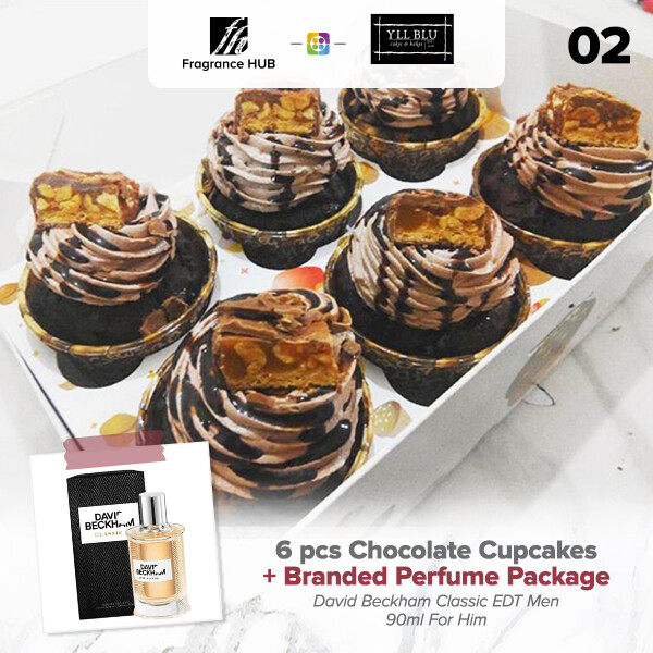 6pcs Chocolate Cupcakes + Fragrance Hub Branded Perfume (By: YII Blu Cakes &amp; Bakes from Kuala Lumpur)