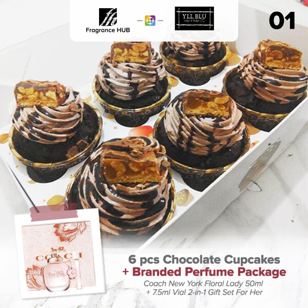 6pcs Chocolate Cupcakes + Fragrance Hub Branded Perfume (By: YII Blu Cakes &amp; Bakes from Kuala Lumpur)